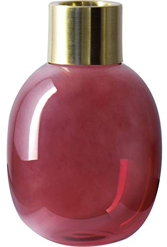 IHR Glasvase Goldrand klein rot