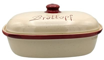 LISINA Keramik & Design - Keramik Brottopf L 34 x 22 x 17 cm (beige/weinrot)