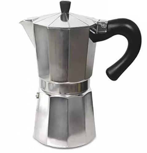 Suinga CAFFETTIERA CLASSICA ITALIANA IN ALLUMINIO RESISTENTE E RESISTENTE. Capacità: 6 tazze. Colore grigio