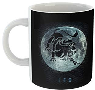 clothinx Sternzeichen Löwe Tasse mit Mond | Astrologisch Geburtstag und Geburt Juli - August | Liebevoll gestaltetes Tierkreiszeichen Motiv