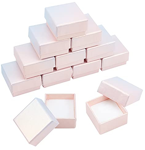 NBEADS 24 Stück 5x5x3cm Karton Schmuckkästchen, Kraftpapierboxen Samll Geschenkbox Quadratische Bunte Ringbox Hochzeitsbedarf Kreative Pralinenschachtel Party Festivals Hochzeit Anlässe