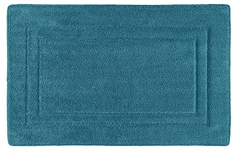 PANA Viskoelastische Frottee Badematte I Hochflor Badvorleger I Duschvorleger mit viskoelastischem Memoryschaum I rutschfest und saugstark I Größe: 50 x 80 cm I Farbe: Petrol