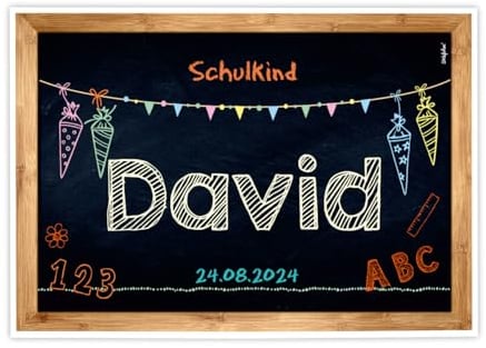 Striefchen® Platzdeckchen Endlich Schulkind in Schultafel Optik mit Namen im 5er Set zur Schuleinführung