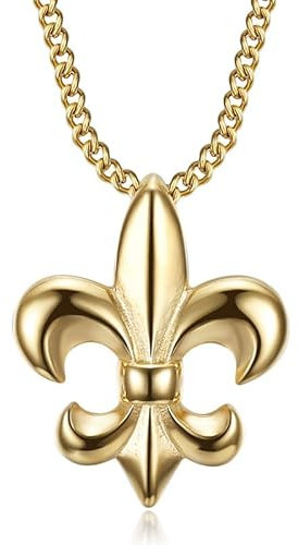 BOBIJOO Jewelry - Collier Pendentif Fleur de Lys Homme Femme Discret Symbole France Royauté Acier Doré Or