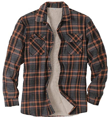 Minetom Chemises Homme en Flanelle Chemises À Carreaux Manches Longues Chemise Chaude De Bucheron Bouton Chemise Sherp Veste D Marron L