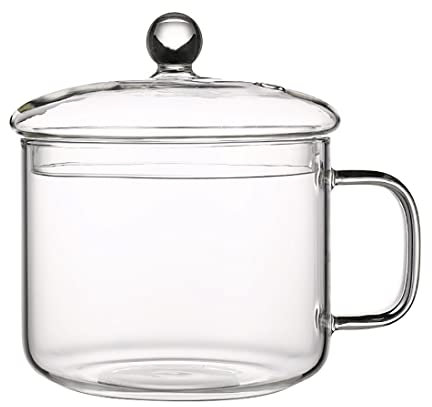 Glastopf Glaskochtopf Suppentopf Transparent Glaskocher, Hitzebeständig Hohe Borosilikatglas Schüssel Glas Kochtopf Mit Griff Und Deckel, Kreative Suppen Topf Für Pasta Nudel Suppe Milch