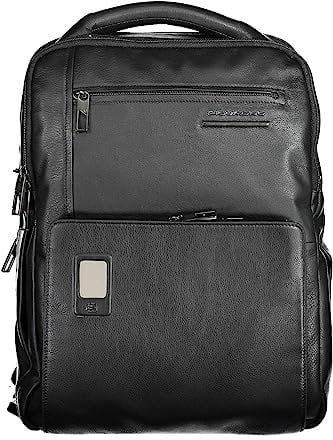 PIQUADRO Akron Zaino in pelle piatto porta PC 15.6 a due scomparti e schermatura RFID, Nero