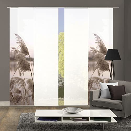 wohnfuehlidee 4er-Set Schiebegardinen MANJA Blickdicht/halbtransparent, Höhe 245 cm, Natur