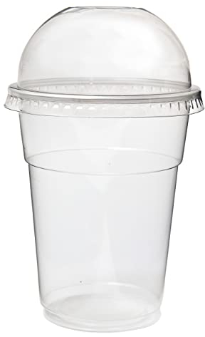 Smoothie Cups: Pack of 20-10oz (284ml), 12oz (340ml) or 16oz (450ml) Clear Smoothie - Milkshake Cups with Domed Lids (12oz (340ml) 20 Pack)