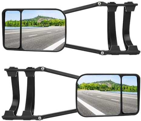 Baceyong Espejos retrovisores universales de extensión negra para coches, remolques, caravanas, espejos retrovisores ajustables de visión amplia para remolque (1/2 pieza opcional)