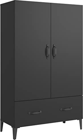 vidaXL Aparador Armario Auxiliar Alacena Mesa Consola Entrada Pasillo Vestíbulo Recibidor Mueble de Madera Contrachapada Negro 70x31x115 cm