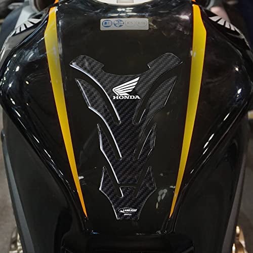 labelbike - Autocollant de Protection de Réservoir en Résine Gel 3D avec Licence Officielle Honda pour la Décoration et la Protection du Réservoir de Moto - Effet Carbone et Logo Honda Blanc