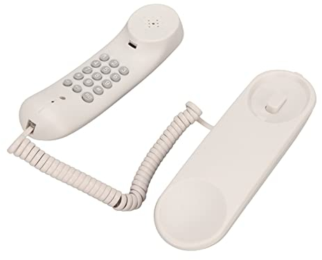 Retro-Wandtelefone, Große Tasten, Schnurgebundenes Festnetztelefon, Wandmontage, Wahlwiederholungs-Stummschaltung für Home Hotel Office (Weiß)