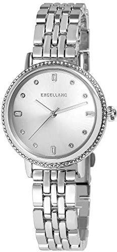 Excellanc Damen-Uhr Metall Gliederarmband Simili Faltschließe Analog Quarz 1800248 (silberfarbig)