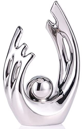 XMGZQ Silbrig Statue deko Wohnzimmer,deko Figuren modern,silbrig Statue deko,kleine dekoartikel,Home Decor Aesthetic,deko für fensterbank Wohnzimmer,statuen skulpturen,Keramik deko,abstrakte skulptur