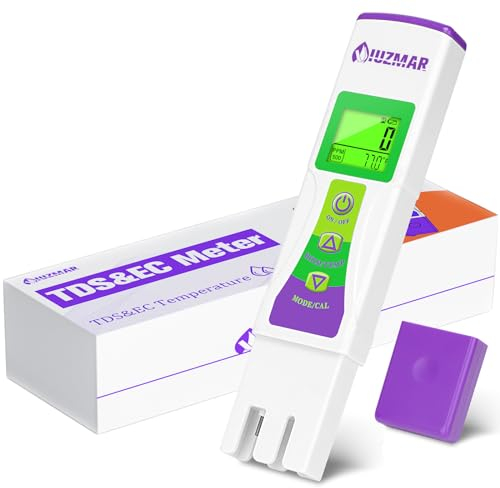 UIUZMAR Misuratore TDS Acqua, Misuratore della qualità dell'acqua per Osmosi Inversa, Acqua Potabile, Acquario, Durezza Osmosi, Misuratore TDS e EC 3 in 1 per Idroponica, Piscina