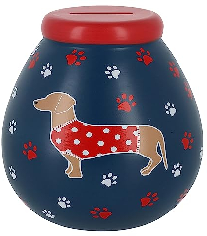 Pot Of Dreams K92530 Spardosen, Motiv: Hunde und Katzen bis zu Haus und Baum des Lebens, Motiv Smash to open Sparkasse, gepunkteter Dackel, 14 x 14 x 14 cm