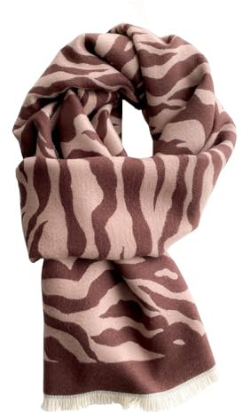 Fusehngre Frauen Kaschmir Gefühl Schal Weich Winter Warm Zebra Streifen Dicke Decke Wrap Schal 60cm x 180cm