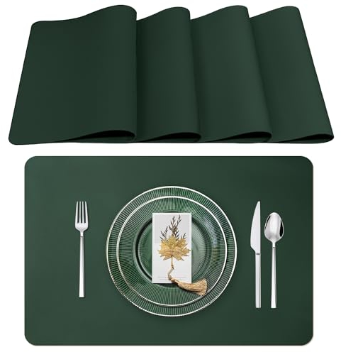 Lumaca Tischsets Abwaschbar, Set mit 4 Platzsets Abwaschbar,Tischset Hitzebeständig, rutschfest, für Küchentisch und Restaurants,Grün