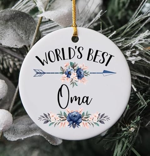 World's Best Oma Ornament für Oma - Best Oma Ornament Christbaumschmuck Keramik Ornament beidseitig bedruckt