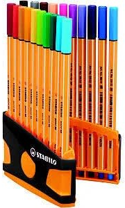 Fineliner Stabilo Punkt 88 Farbparade Anthrazit/Orange Fall von 20 Farben | 10 Stück