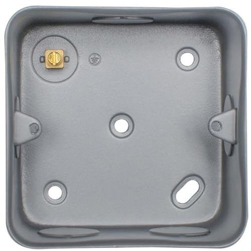 1 Gang 40mm Surface Mount Metal CLAD Back Box Switches & Sockets Rounded Earth - Heavy Duty Strong Wall Plate Holder