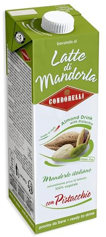 Condorelli Bevanda al Latte di Mandorla con Mandorle Italiane e Pistacchio Brik 1000ml - (Senza Lattosio e Glutine)