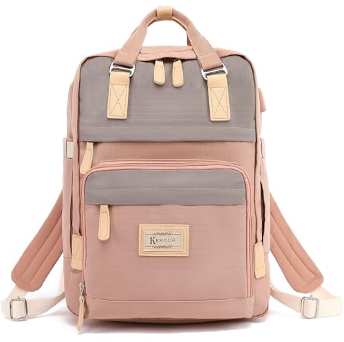KeKour Rucksack Damen, Schule Laptop Rucksack 14 Zoll Schulrucksack Wasserdicht, Anti DiebstahlTeenager Backpack Women Daypack für Schule, Fahrradfahren, Freizeit, Arbeit und Reise