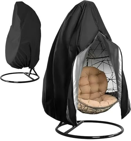 DAWRIS Egg Chair Cover,Patio Hanging Standing Egg Chair Cover(190x115cm) with Zipper Outdoor Waterproof Windproof UV-Anti Durable Heavy Duty Garden Furniture Protector for Swing Chair,Black