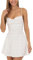 Yoisdtxc Damen Glitzer Pailletten Minikleid Sparkly Rückenfrei Spaghettiträger A Linie Kleid für Cocktail Strand Streetwear, weiß, Medium