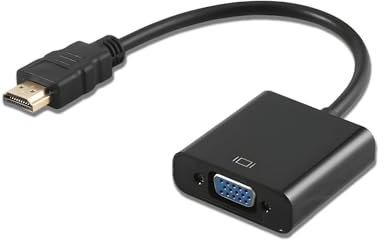 Adaptateur HDMI vers VGA, Câble de Connexion Vidéo, Convertisseur Numérique vers Analogique, Noir