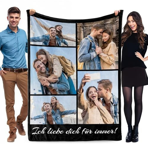 WMDIY Personalisierte Decke mit Foto, Kuscheldecke mit Foto Schreibstil Namen, Fotodecke mit Eigenem Foto, Fotodecke, Valentinstag Weihnachten Geburtstag Geschenke für Freundin, Freund, Mama, Papa