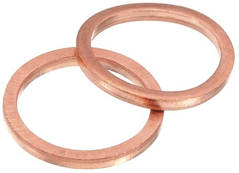 sourcing map 10Pcs M16 Flat Washer, Copper 16mm ID x 20mm OD x 2mm Thick for Bolt Screw, Factories Repair, Kitchens, Shops, and Outdoor Construction