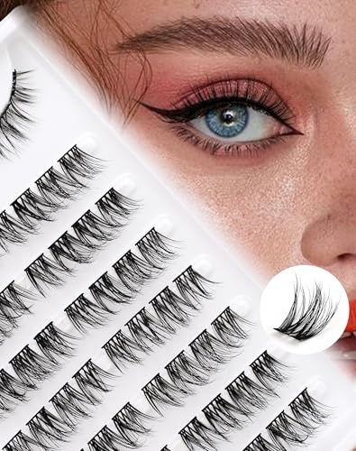Wimpern Extensions Cluster Lashes Mixed 10-13mm Individual Eyelashes Natural D Curl Einzelne Wimpern Vorgefertigte linke und rechte Siligli DIY Lash Extensions Thin Band 8 Paar
