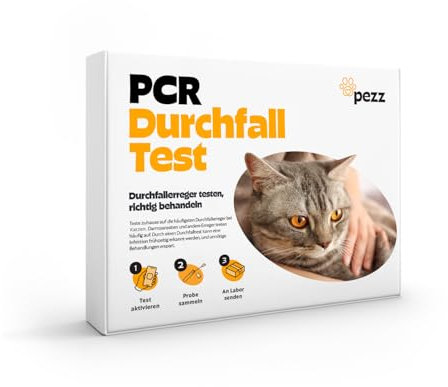 PEZZ Durchfall Test PCR für Katzen | Zuhause auf die häufigsten 6 Durchfallerreger testen | Nur eine Probe erforderlich | inkl. Giardien, Salmonellen, Campylobacter | gratis Labor-Versand