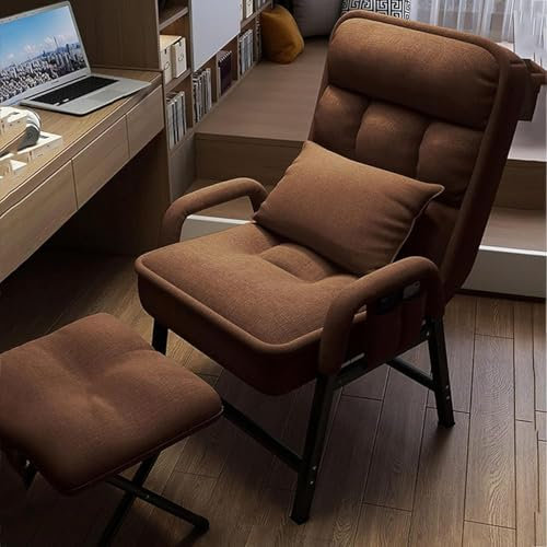 YJDZ Comoda sedia reclinabile con schienale alare, con poggiapiedi abbinato, poltrona relax per soggiorno, sedia regolabile per TV, perfetta per e riposare (marrone)