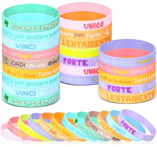 Namalu 36 Braccialetti con Frasi Motivazionale Italiano Silicone Bracciale Amicizia Colorati Gadget Coraggio Compleanno Regalo Fine Anno Festa Laurea Compleanno Natale Adolescente Collega