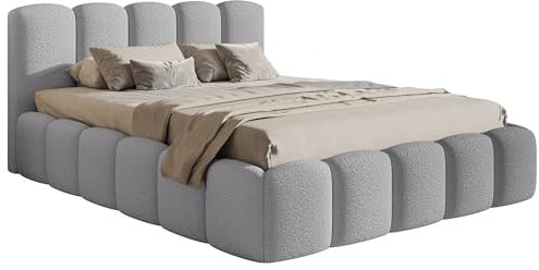 Selsey Bett 140 x 200 cm Polsterbett Schlafbett Mit Bettkasten Stauraum Metallgestell Kopfteil Boucle Cloudy II Grau