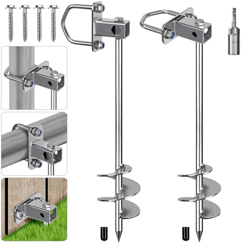 Insaga Bodenanker Erdanker 61cm Boden Anker Zelt Heavy Duty Trampolin Anchor Zum Eindrehen für Zelte, Schaukelgestell, Vordächer, Camping, Widerstehen Starkem Wind Rostfrei mit Fester Schlaufe 2er