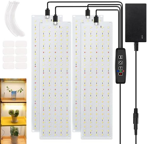 Pflanzenlampe LED Vollspektrum Pflanzenlicht, 4 Panels, 540LEDs Pflanzenleuchte Wachsen licht, Grow Light mit Timer 3/9/12H, 3 Farbmodi, 10 Helligkeitsstufen, Grow Lampe Panel für Pflanzenwachstum