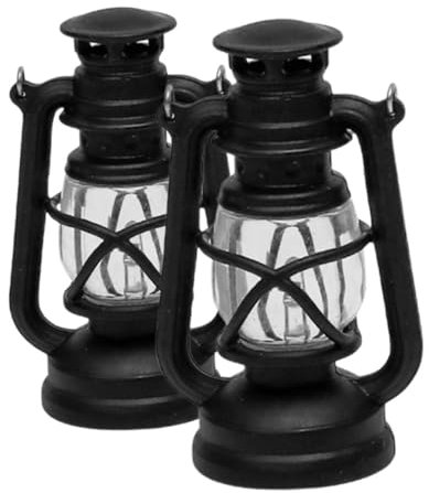 ibasenice 2er Set Miniatur Petroleumlampe - Retro Laterne FüR Puppenhaus Beleuchtung Und Diy Dekoration, Schwarz, 6,5x4x4cm