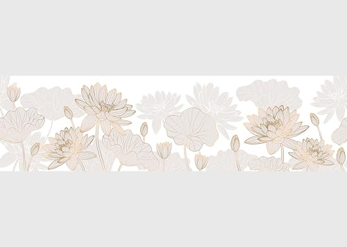 AG Design Selbstklebende Bordüre Goldene Blumen, AWB 8438 | Wasserfest Dekoration für Wände, Möbel, Tapeten, Wandverkleidungen und Türen, Folie, Mehrfarbig | Breite 500 cm x Höhe 13.8 cm