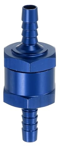 QUARKZMAN 6mm (1/4) Kraftstoff Rückschlagventil Einweg Rücklaufventil Aluminiumlegierung Steuerzubehör für Benzin, Diesel, Gas, Öl, Luft, Wasser, Blau