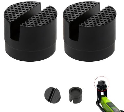 2 Piezas Almohadillas de Goma para Gato Hidráulico, Goma para Gato Antideslizante Coche, Tope Hidráulico Jack Pad con Ranura en V, Coche Reutilizable y Duradero Bloque Ranurado Jack Pad