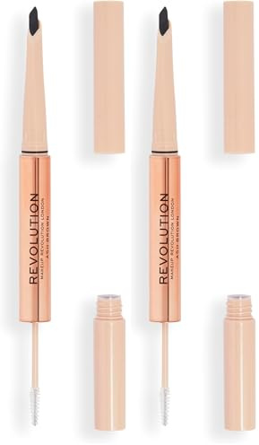 Makeup Revolution, Fluffy Brow Filter Duo, Brow Pencil & Eyebrow Gel, Available in 5 Shades, Ash Brown, 1pc (Packung mit 2)