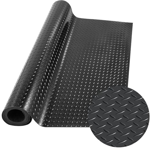 WDFYM 1.5mm Gummimatte Meterware Gummiboden Bodenmatte Gummiläufer Bodenbelag Garage Schutzmatte Noppenmatte Bodenmatte Antirutsch Matte,(0.8X5m/2.6X16.4ft)