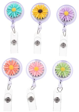 FUNOMOCYA 6 Pezzi Portabadge Infermiere Retrattile con Clip Carino per Tesserini e Chiavi