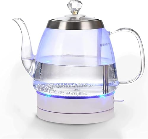 Glass Electric Kettle, 1.2L Fast Boil Quiet Kettle, Stainless Steel & BPA-Free Plastic, Blue LED Light, Auto Shut-Off, Energy Saving, Quiet Tea Boiler for Home, Office, Travel