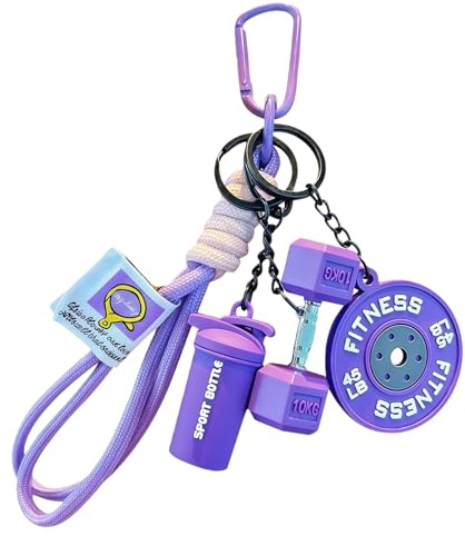 BelleFlair Porte-clés Fitness avec haltère, poids, accessoires de gym mignons pour femmes et hommes, accessoires pour clés de voiture CrossFit