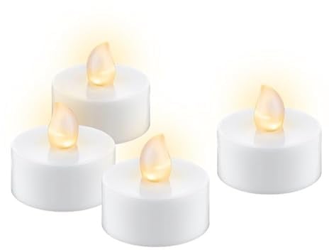 goobay 4er-Set LED-Teelichter mit Timerfunktion, warmweiß (2500 K), flackernde Flamme, Hochzeiten, Adventszeit oder Dinnerdeko, batteriebetrieben, weiß, inklusive 4x CR2032-Knopfzellen, 77752
